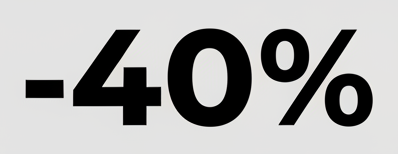 -40% discout logo in black, whit F5F5F5 background color